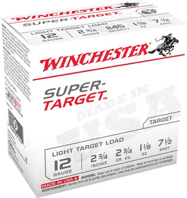 WINCHESTER #TRGT127 12G 2.75" 2.75 DRAM #7.5, SUPER TARGET LITE LOADS, 25RDS