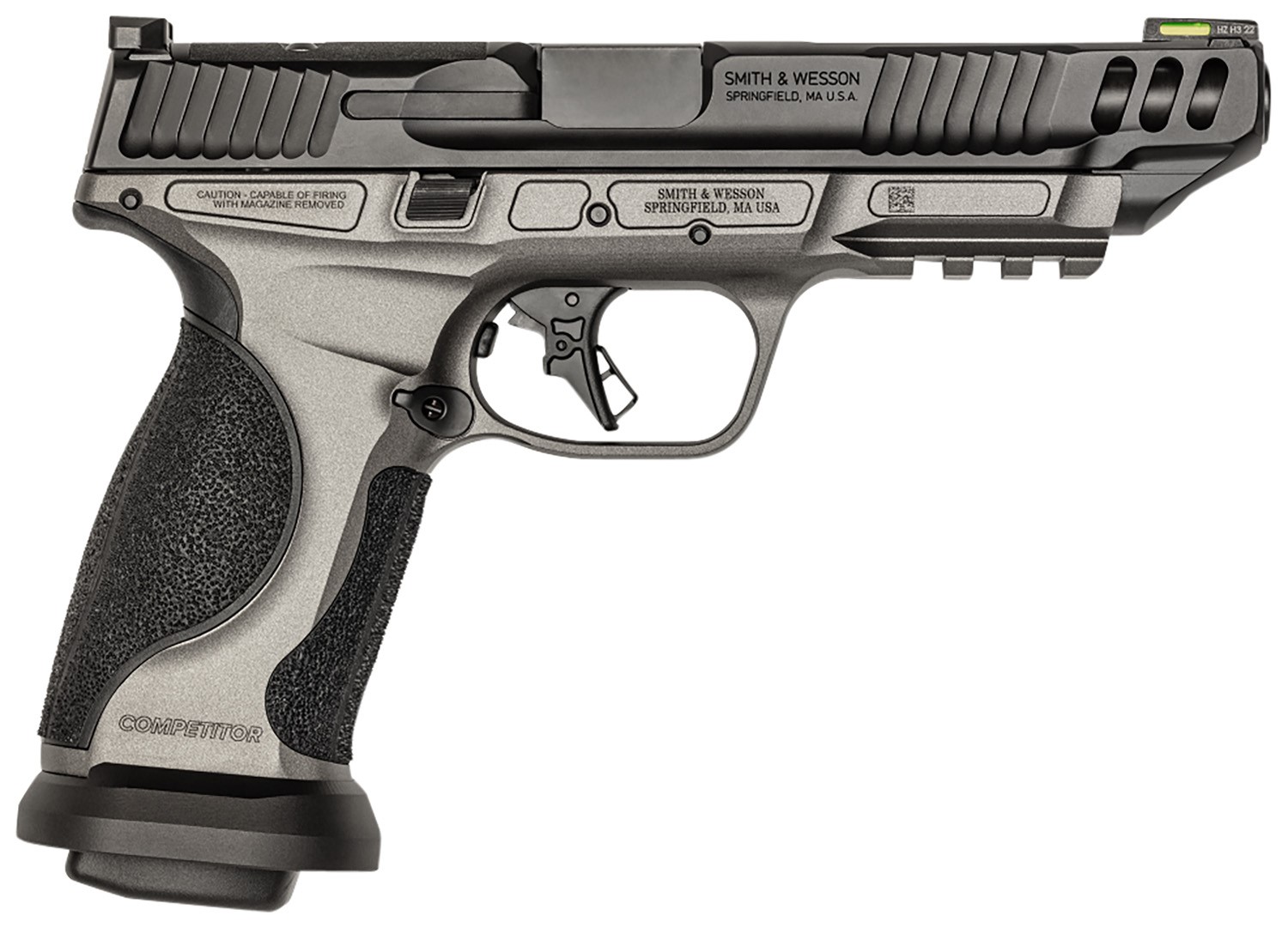 SMITH AND WESSON M&P 2.0 PC, 9MM, COMPETITOR, 5" TUNGTEN GRAY, O/R, RAIL, 4-17RD MAGS