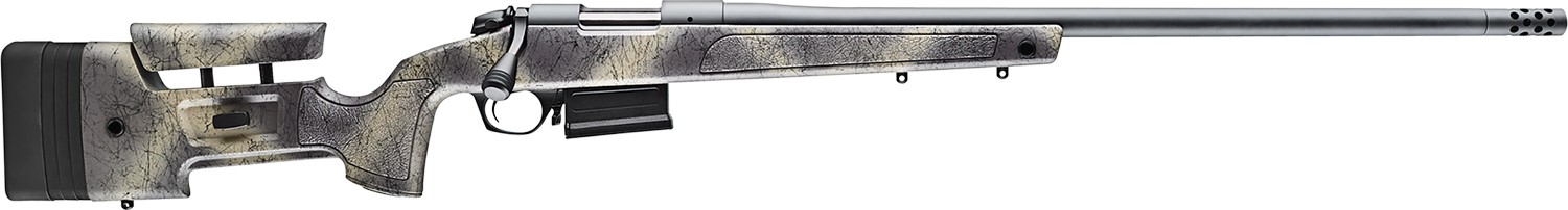 Bergara Rifles B145371 B-14 Wilderness HMR 308 Win 5+1 20" Threaded, Sniper Gray Cerakote Barrel/Rec, Adj. SoftTouch Woodland Camo Stock with Mini-Chassis, Omni Muzzle Brake