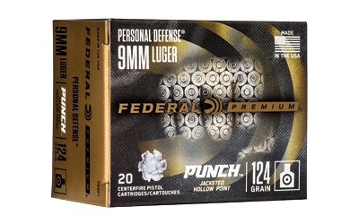 FEDERAL #PD9P1 PUNCH 9MM 124GR JHP, 20RDS
