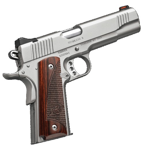 KIMBER 1911 STAINLESS II, 45ACP 5" 7RDS W/ROSEWOOD GRIPS