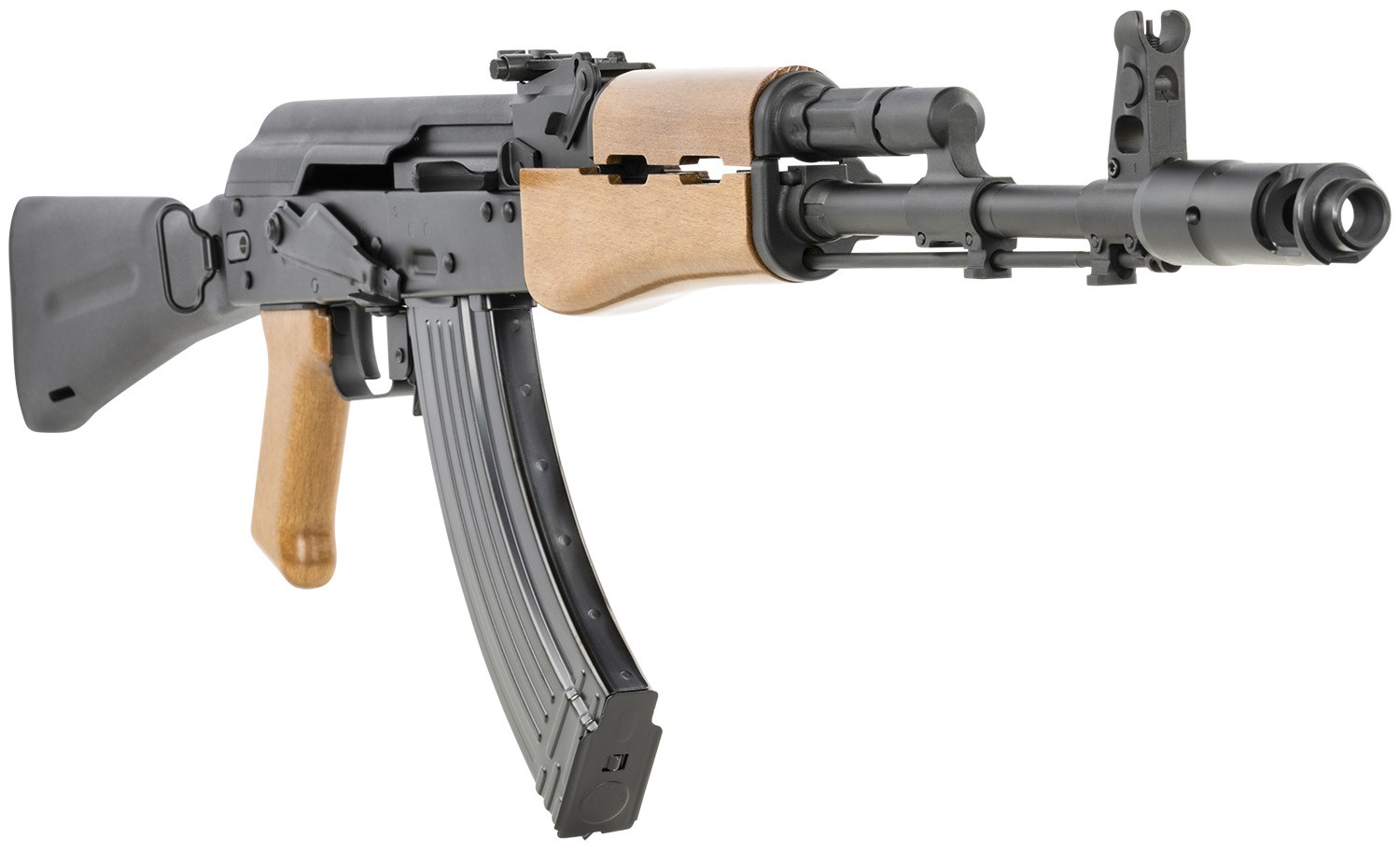 Kalashnikov USA KR103SFSAW KR-103 7.62x39mm 30+1 16.33" Chrome-Lined Barrel, Forged Trunnion, Side Optic Rail, Black Side Folding Stock, Amber Wood Handguard & Grip, Includes 1 30rd Magazine