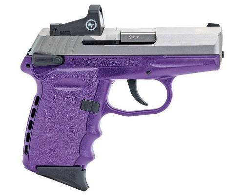 SCCY CPX1 9MM DAO 3.1" S/S & PURPLE W/RED DOT, 10RDS