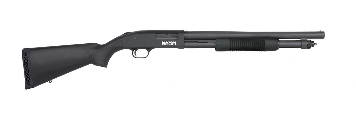 Mossberg 51605 590S Tactical 12 Gauge Pump 3" 9+1, 18.50" Matte Blued Barrel, Optics Cut Matte Blued Black Receiver, Synthetic Stock, Right Hand