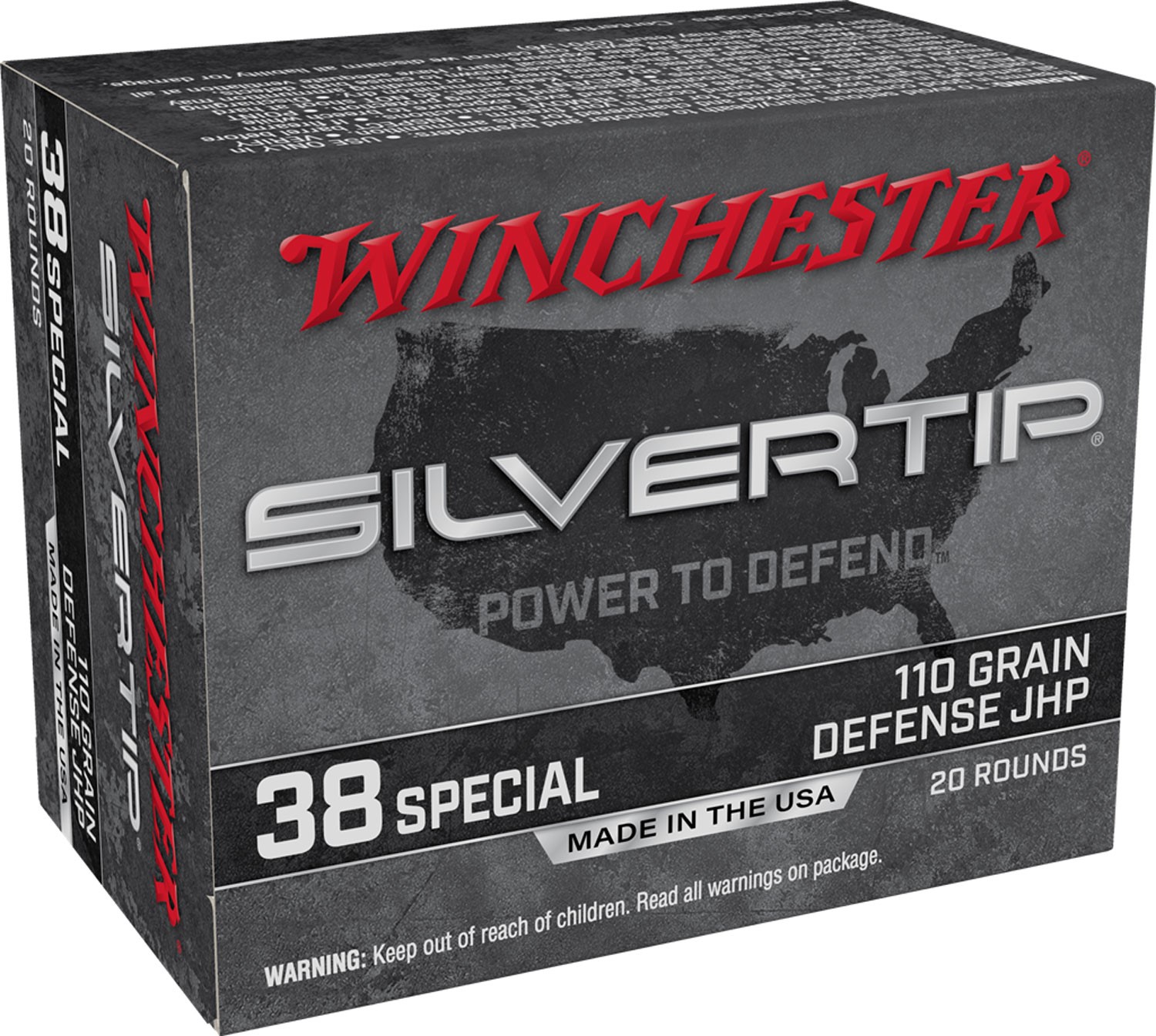 WINCHESTER 38SPL 110GR SILVER TIP HOLLOW POINT, 20RDS