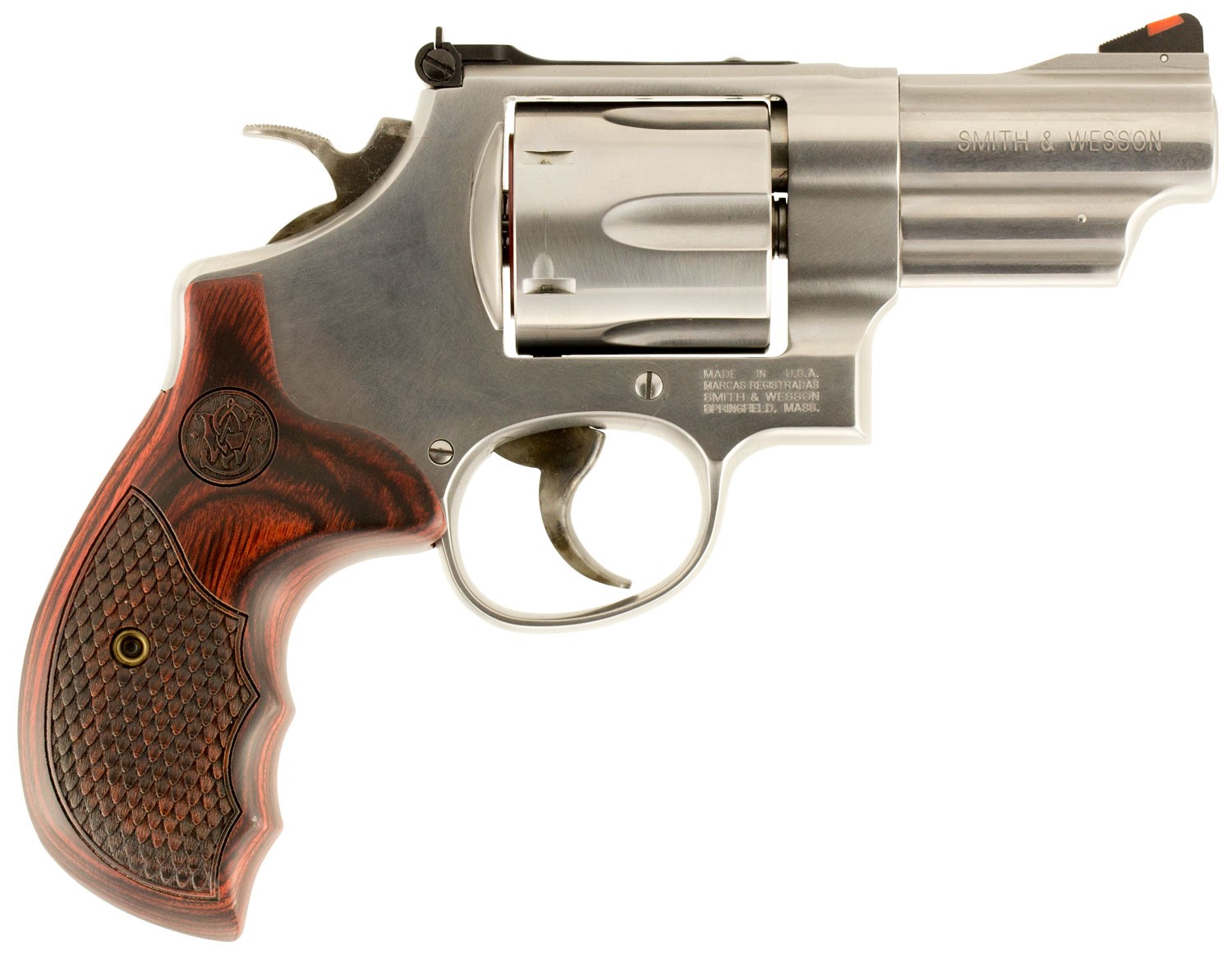 SMITH AND WESSON 629, 44MAG 3" S/S ,6RDS ,WOOD GRIP