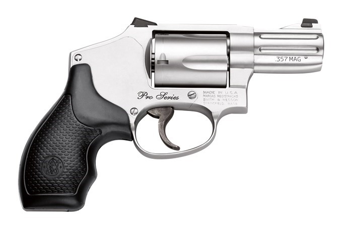 S&W Model 640 Pro .357 Magnum/.38 Special +P 2.125 Inch Barrel Satin Stainless Steel Finish Night Sights Full Moon Clips 5 Round