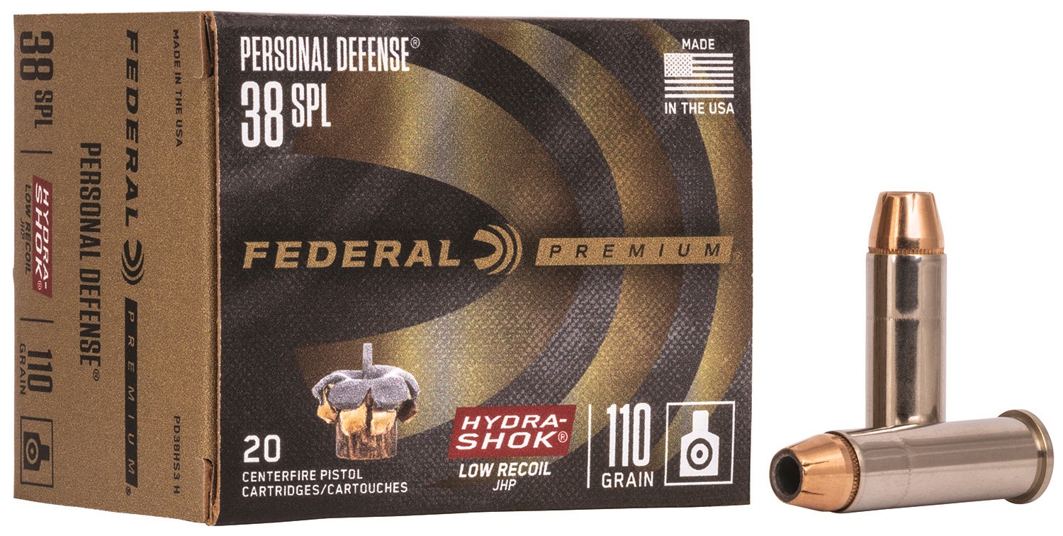 FEDERAL #PD38HS3H 38SPL 110G JHP HYDRASHOK LOW RECOIL, 20RDS