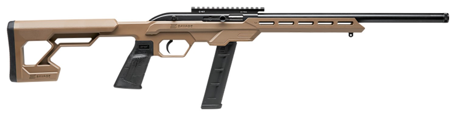 SAVAGE 64 PRECISION, 22LR, 16.5" THREADED BARREL, FDE, 20RDS