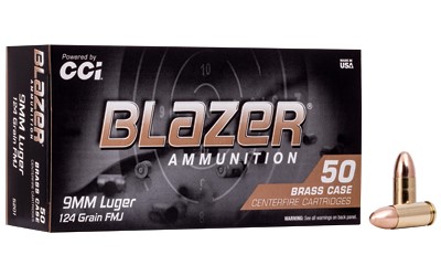 CCI BLAZER 9MM 124GR FMJ, 50RD