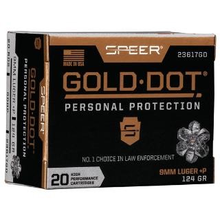 SPEER GOLD DOT 9MM+P, 124GR GDHP, 20RDS