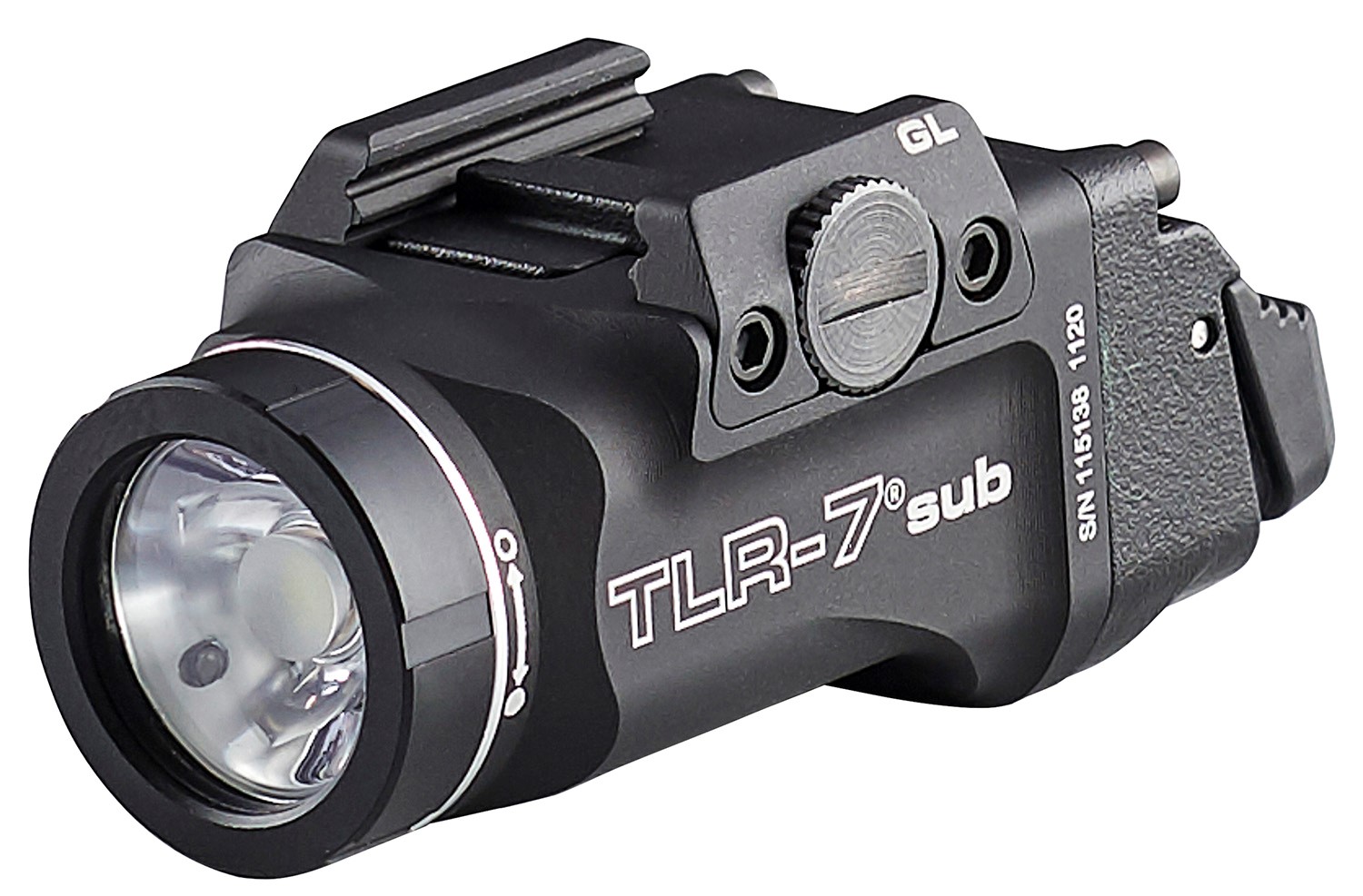 Streamlight 69400 TLR-7 Sub Gun Light Compatible w/Glock 43X/48 MOS/Rail, 500 Lumens Output, White LED Light, 141 Meters Beam Rail Grip Clamp Mount, Black Anodized Aluminum