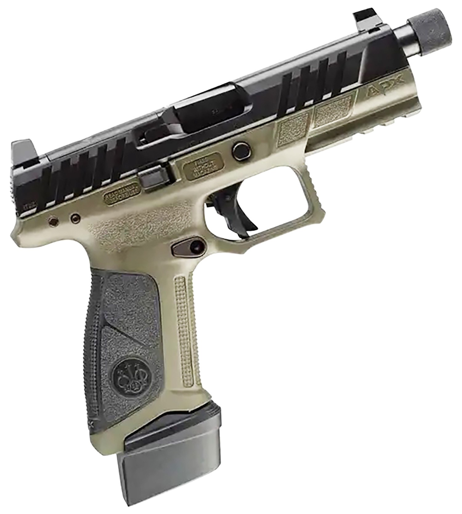 Beretta USA JAXA1F921TAC APX A1 Tactical Full Size Frame 9mm Luger 21+1 4.80" Black Steel Threaded Barrel, Black Optic Cut/Serrated Slide, OD Green w/Black Controls Aluminum Frame w/Picatinny Rail & Beavertail, Black Interchangeable Backstrap Grip Ambidex