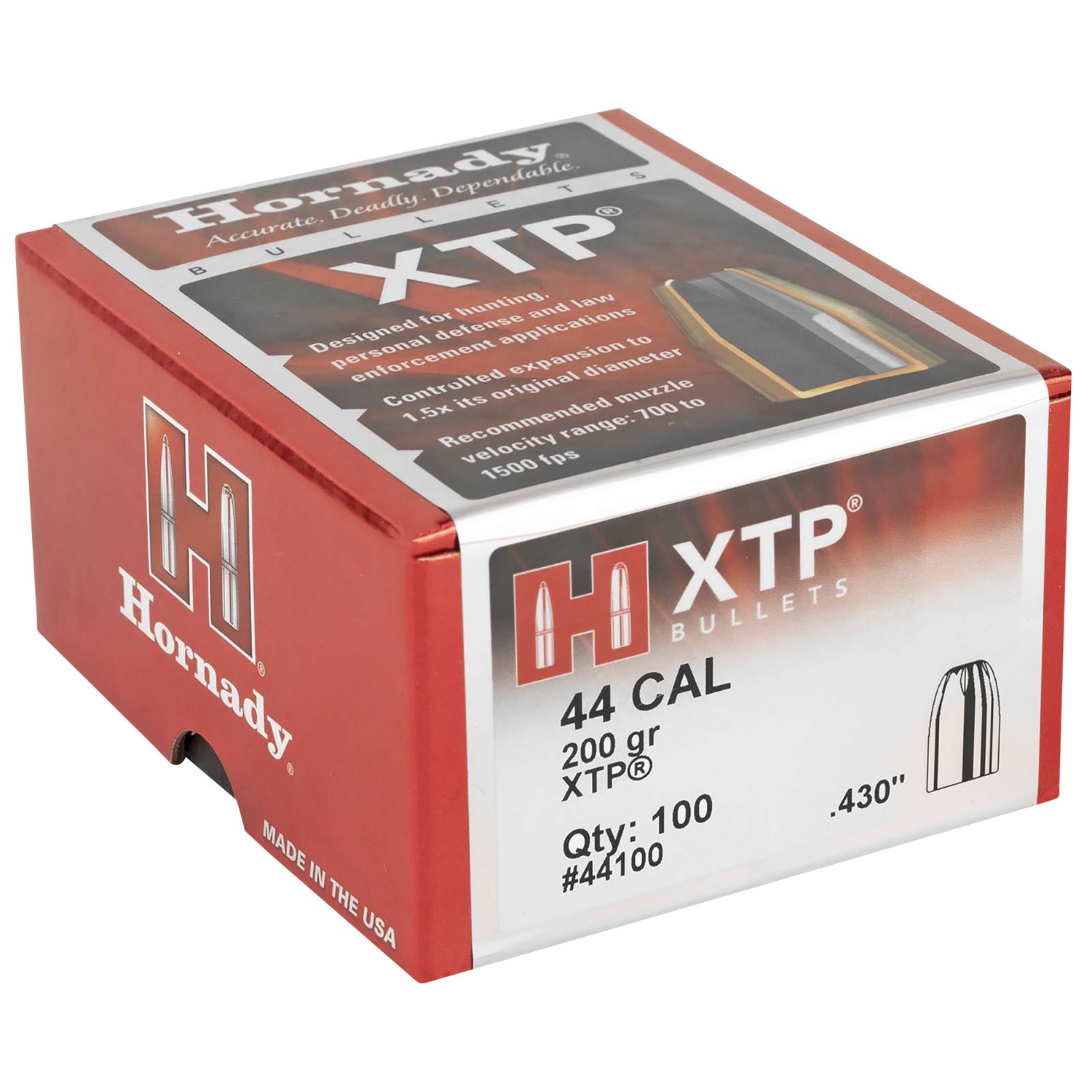 HORNADY #44100 .44/430/200G HP XTP BULLETS, 100EA