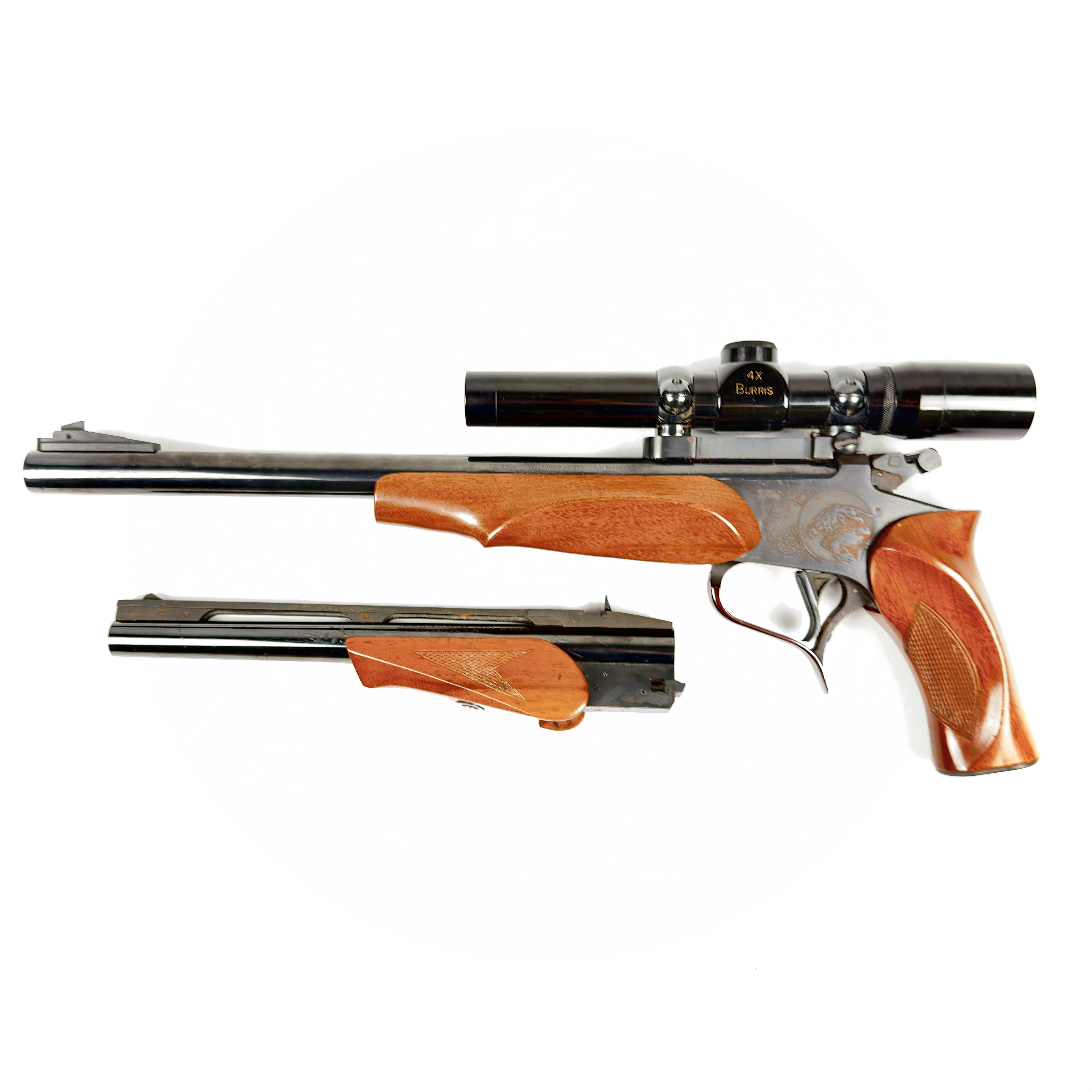 THOMPSON CENTER CONTENDER, 7-30WATERS, 14", W/ 44MAG BARREL, SCOPE, USED