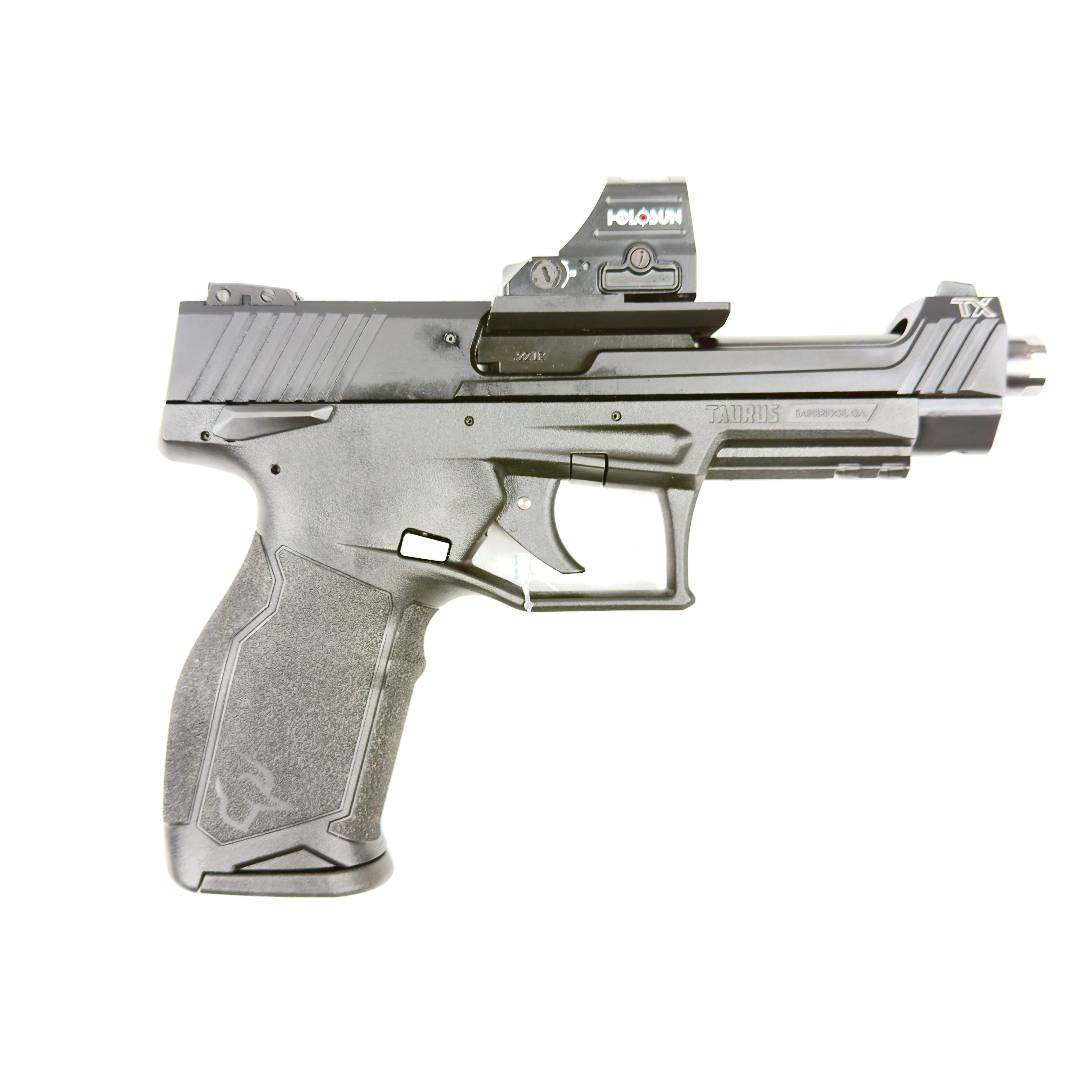 TAURUS TX22 COMP, 22LR, 5.4", W/ HOLOSUN, 5 MAGS, ORIG BOX, USED