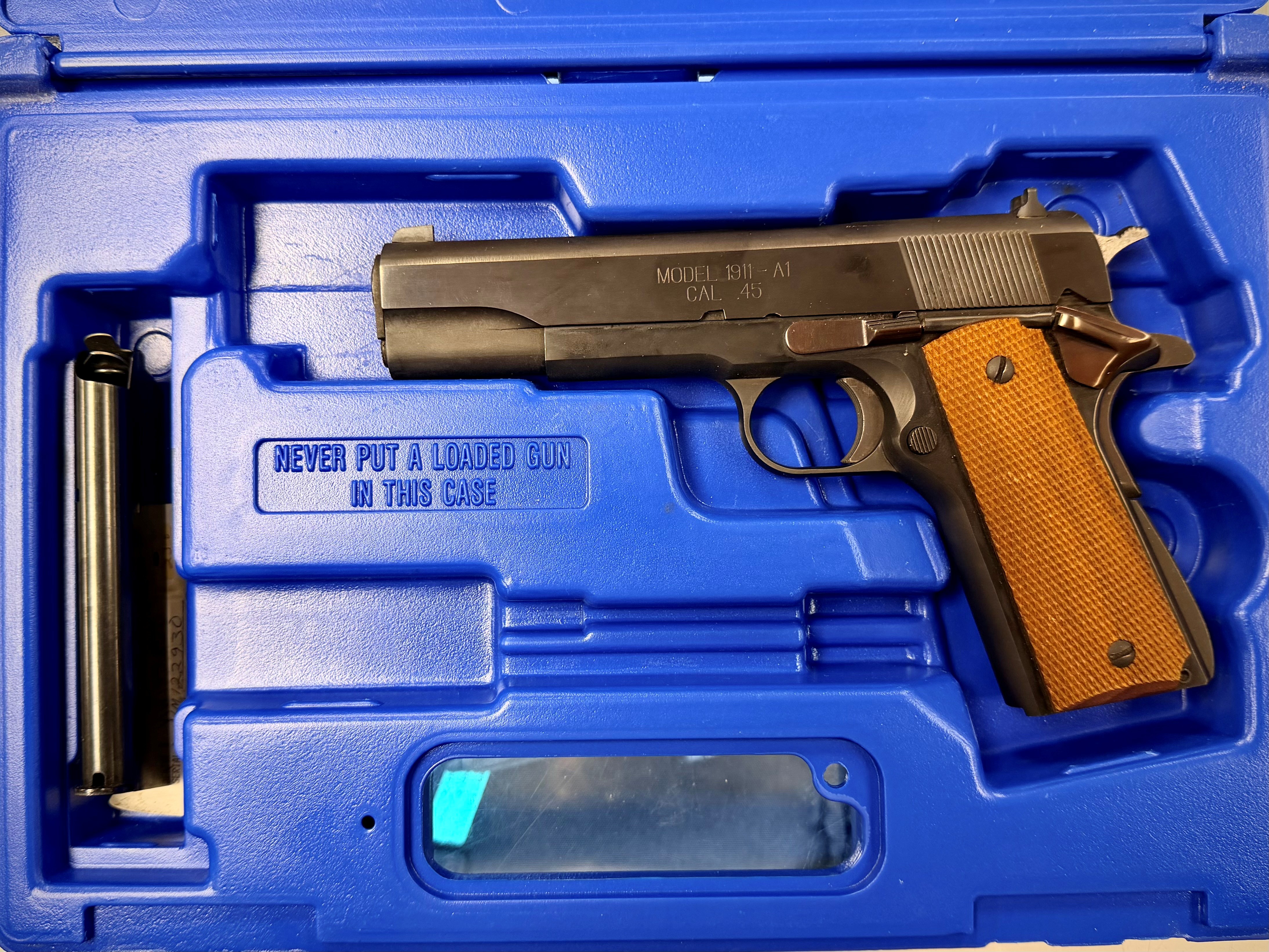 SPRINGFIELD 1911A1, 45ACP, 5", BLUED, 1-7RD MAG, w/ BOX, USED