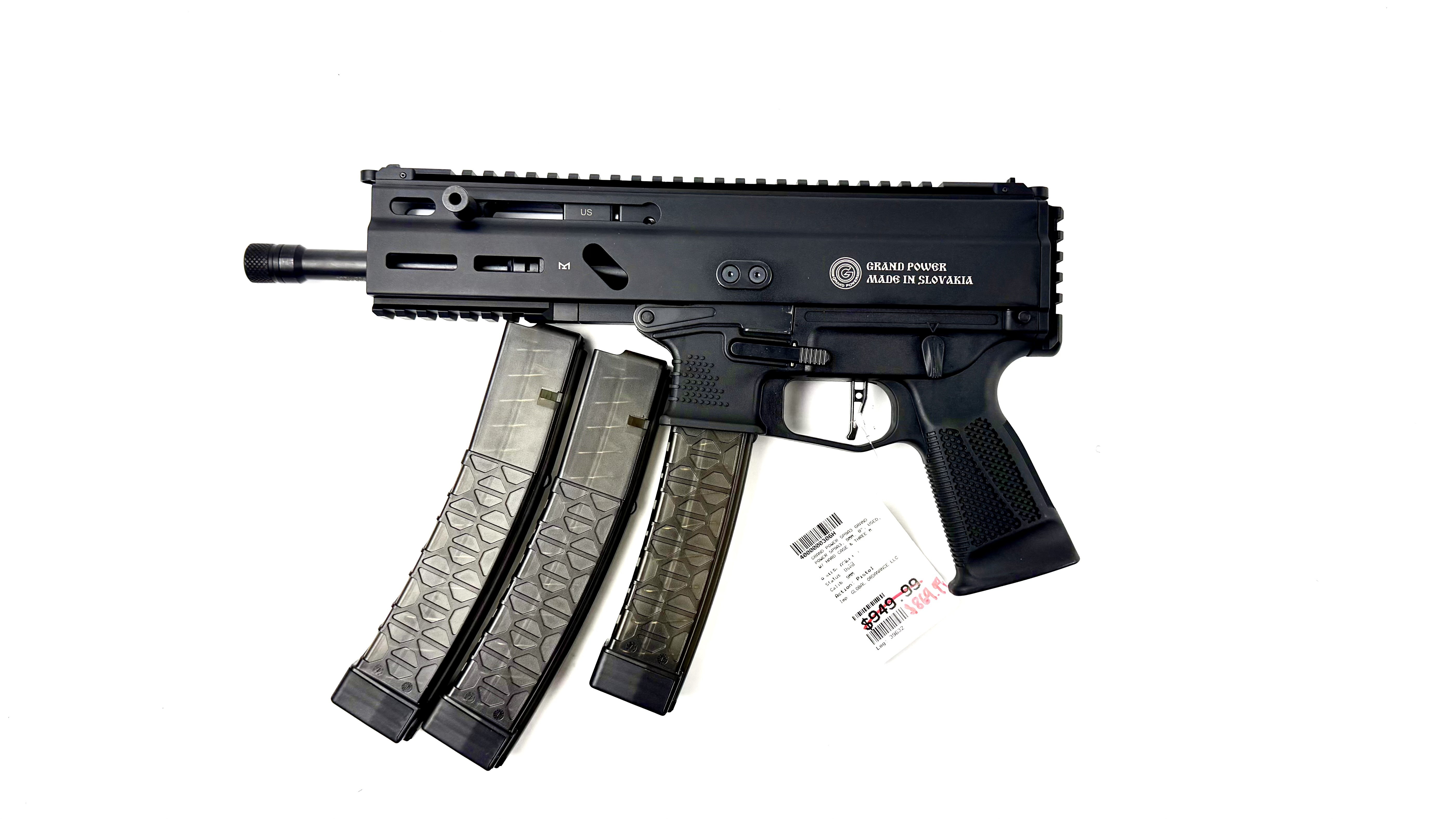 GRAND POWER SP9A3, 9MM, 8", W/ HARD CASE & 3 MAGS, USED