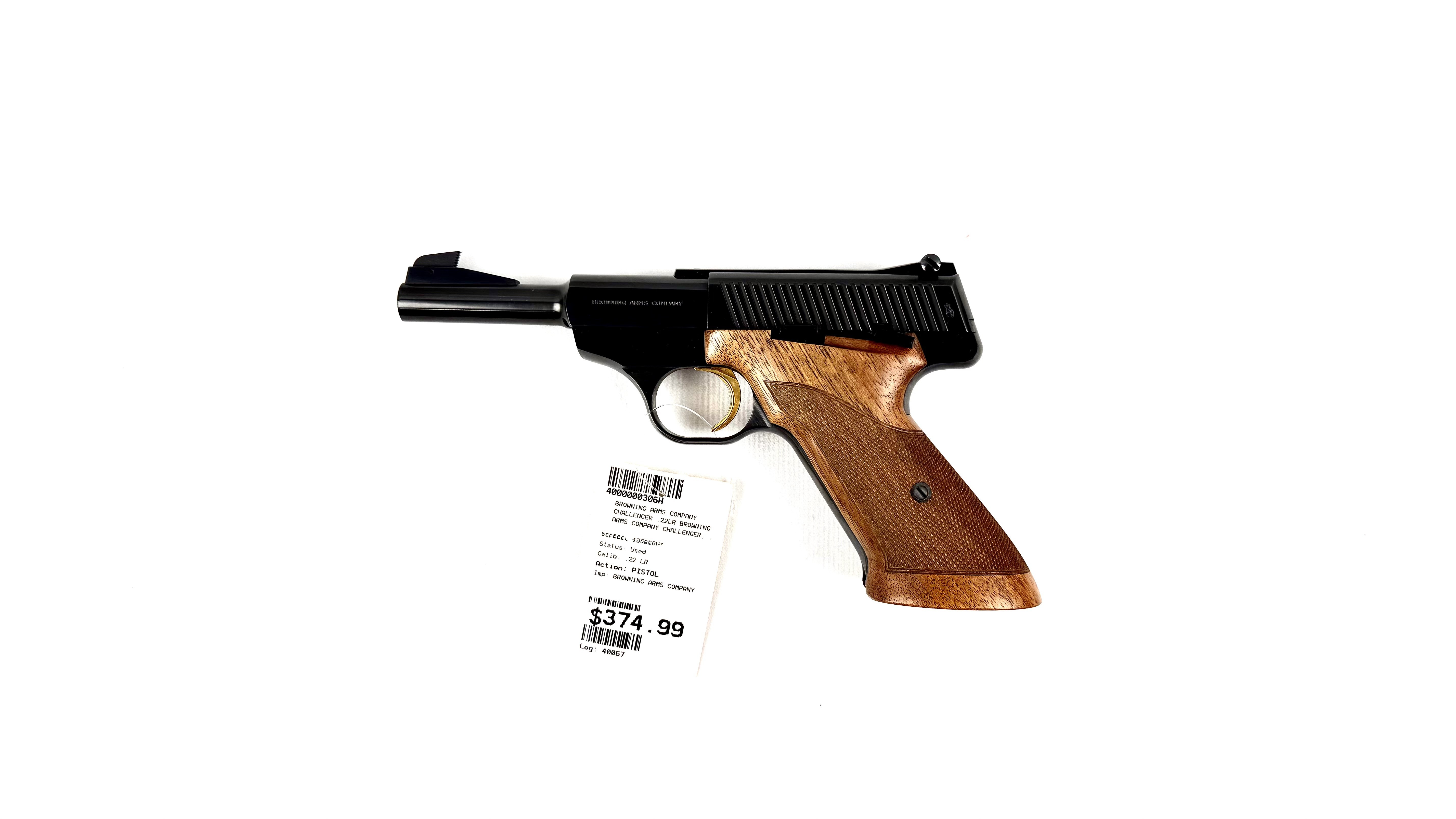 BROWNING CHALLENGER, .22LR, 4.5", W/ 2 MAGS, SOFT CASE, USED