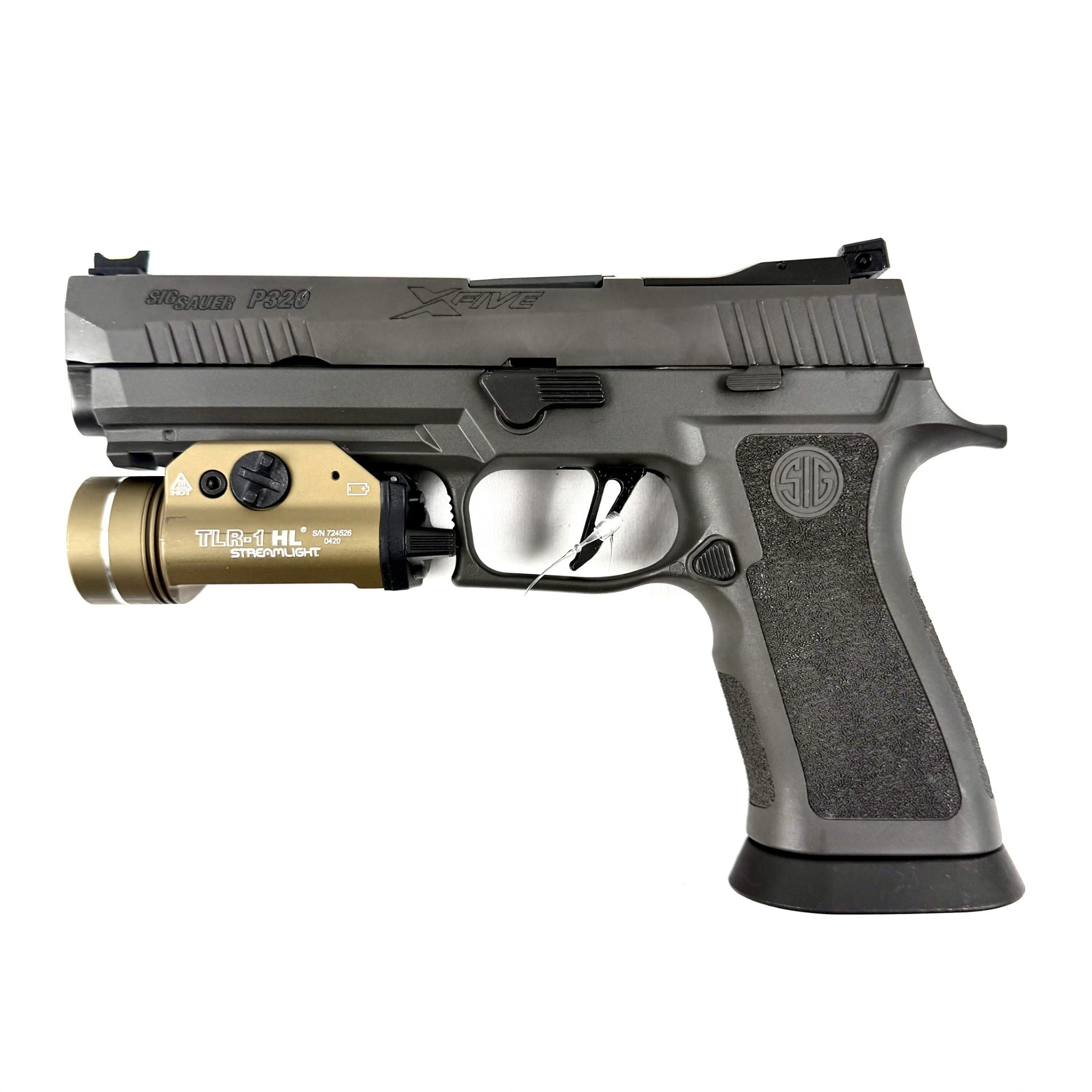 SIG SAUER P320 X5, 9MM, 5", W/ ORIG CASE, OLIGHT, 3 MAGS, USED