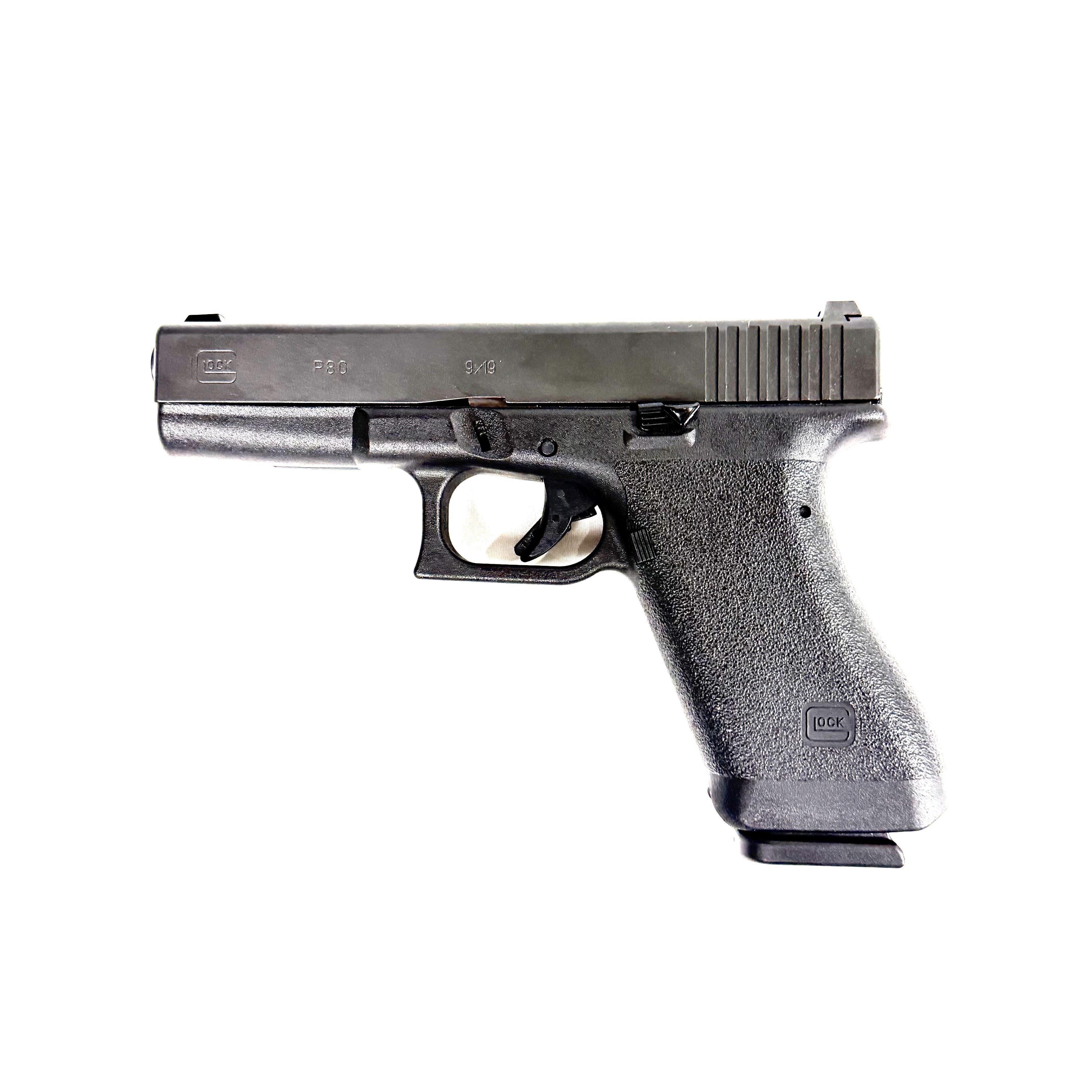 GLOCK P80, 9MM, 4.49", W/ 3 MAGS, ORIG BOX, 2 HOLSTERS, USED