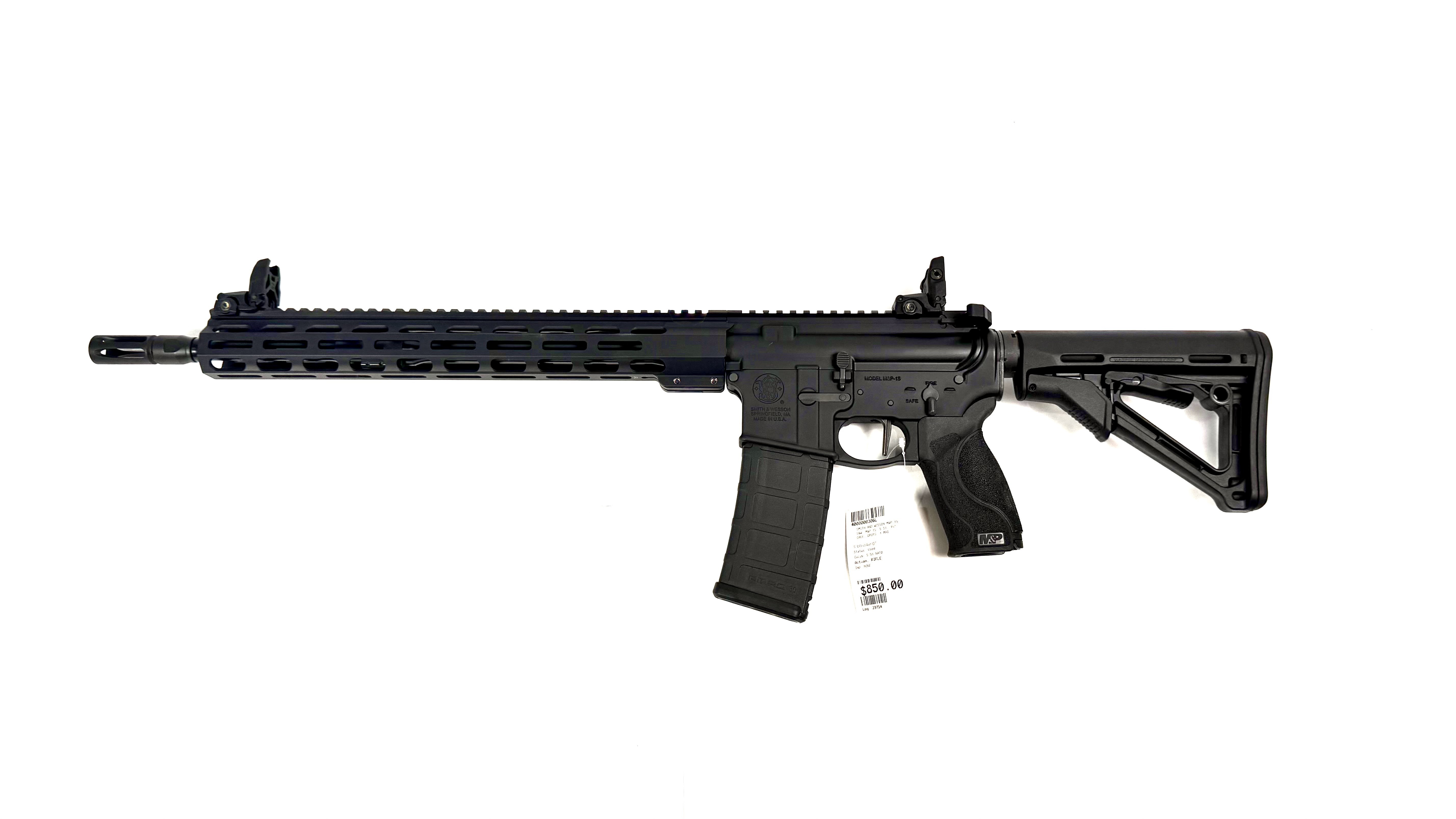 SMITH & WESSON M&P15, 5.56, 16", W/ CASE, GRIPS, 1 MAG, USED