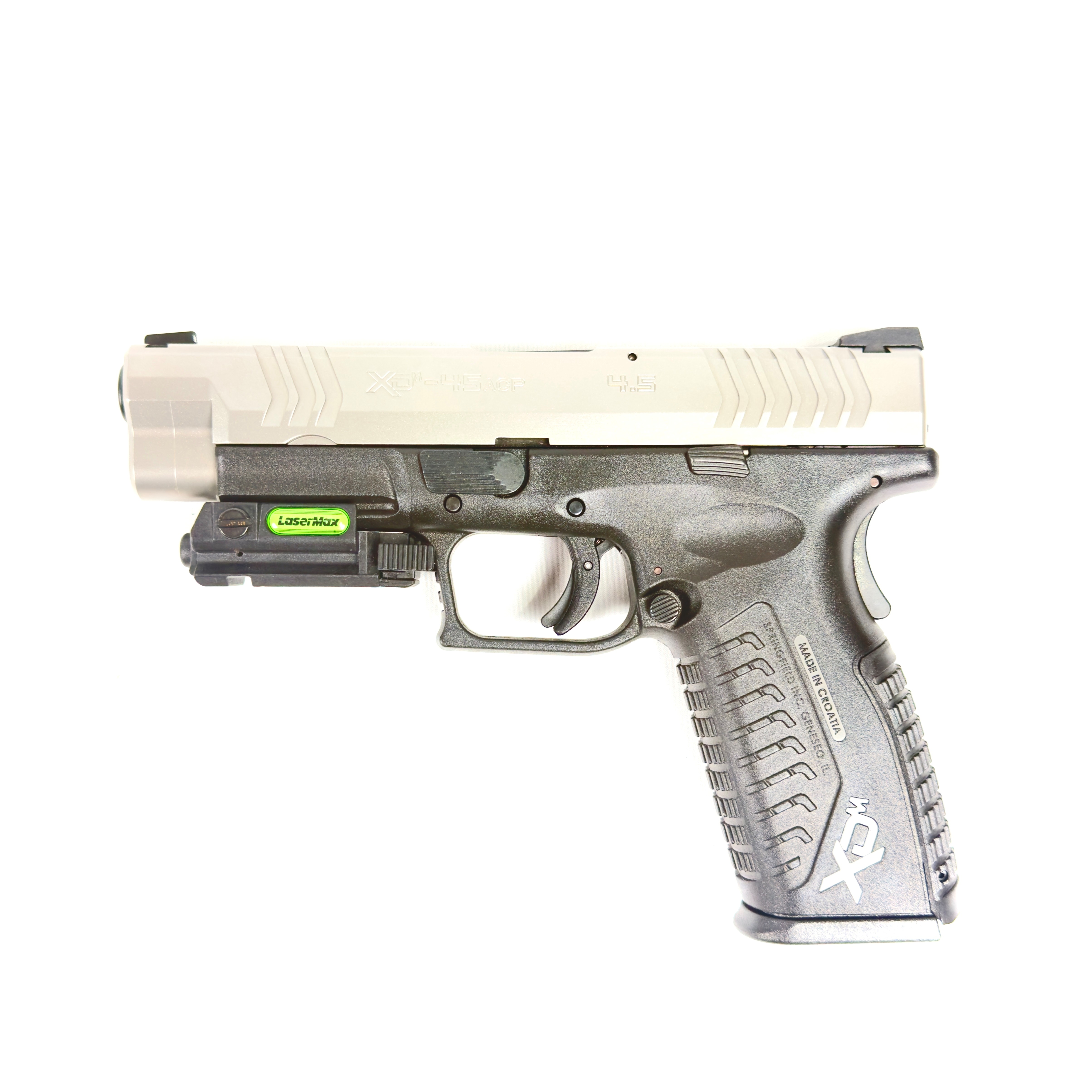 SPRINGFIELD XDM-45, 45ACP, 4.5", W/ 3 MAGS, HOLSTER, MAG HOLSTER, LASER, ORIG BOX, USED