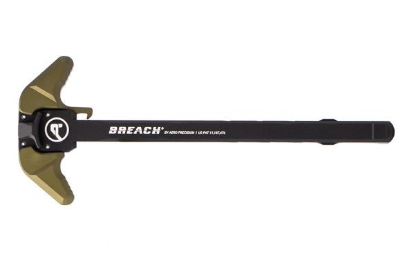 AERO CHARGING HANDLE, AR15 BREACH AMBI W/LARGE LEVER, BLACKO/OD GREEN AERO CHARGING HANDLE, AR15 BREACH AMBI W/LARGE LEVER, BLACKO/OD GREEN