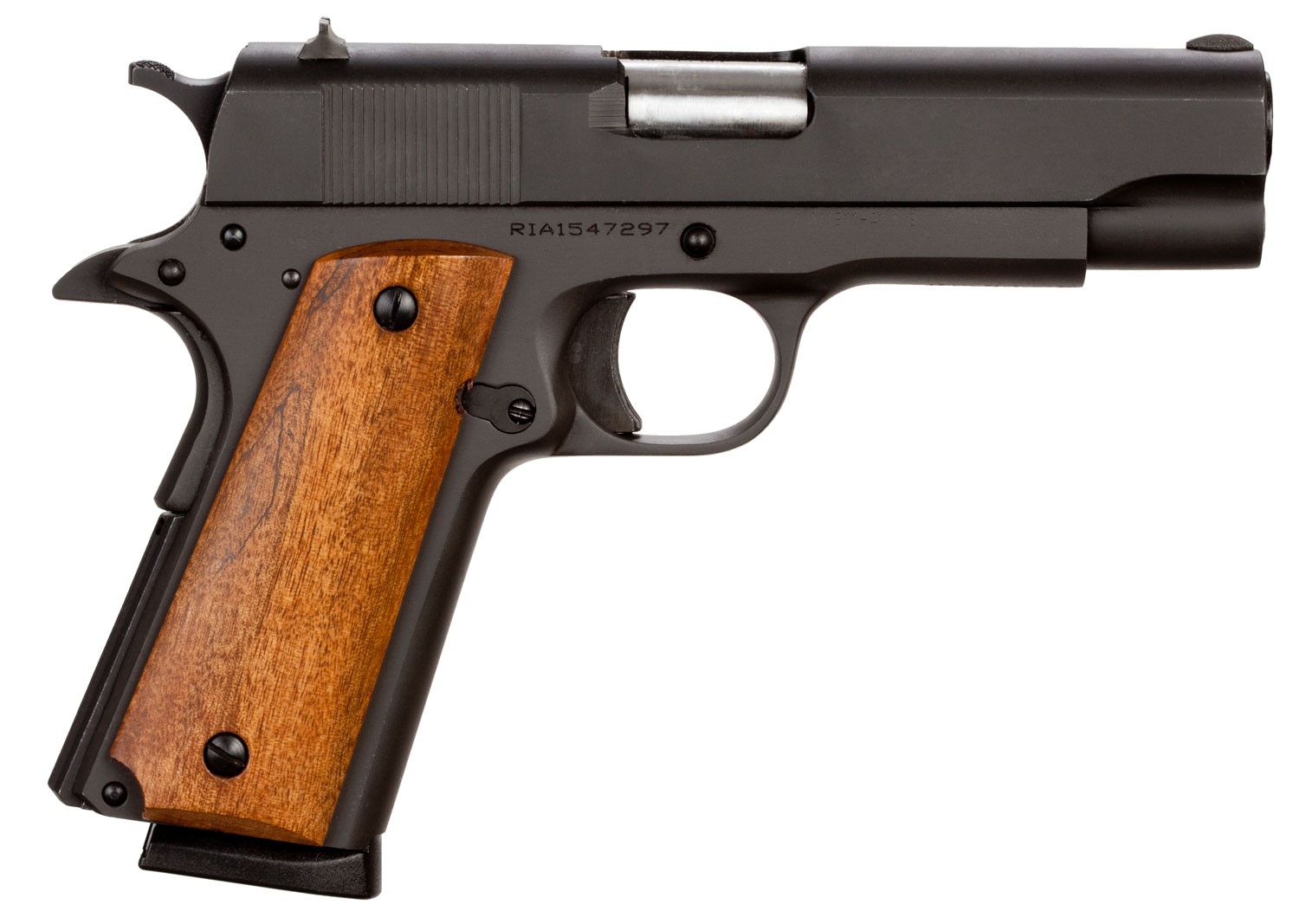 ROCK ISLAND 1911, 45ACP, 4.2" GI STANDARD BLUE W/WOOD GRIPS, 8RDS NOTCH SIGHTS