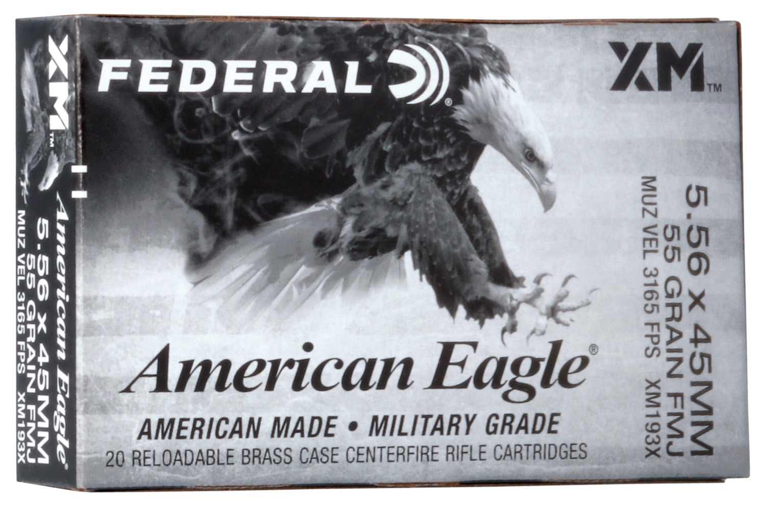 FEDERAL #XM193X AM EAGLE, 556 55GR FMJ-BT, 20RDS