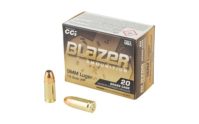CCI BLAZER BRASS 9MM 115GR JHP, 20RDS