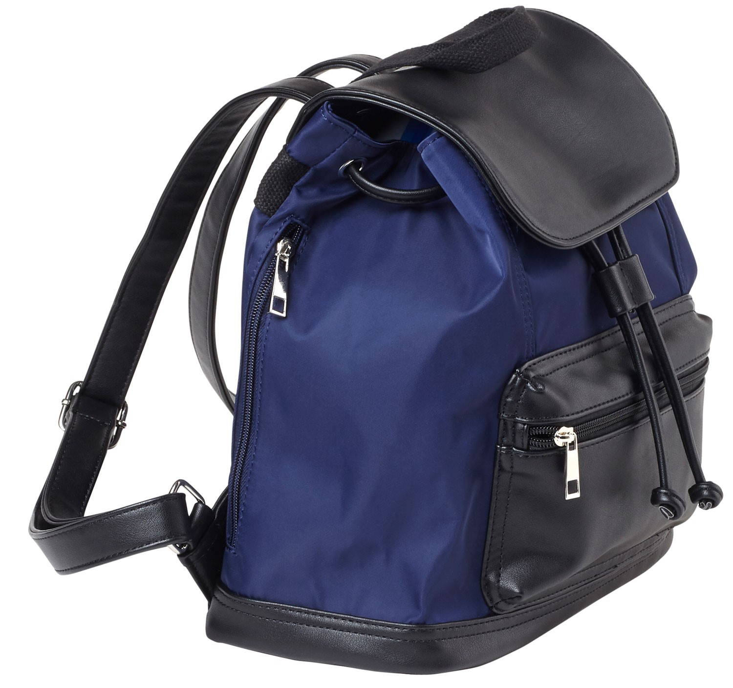 BULLDOG #BDP-065 BACKPACK, NAVY/BLK LEATHER AMBI, 12.2x5.5x12.5