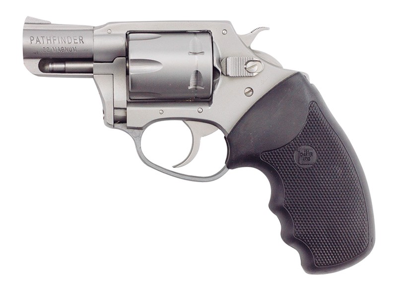 CHARTER PATHFINDER, 22WMR, 2", STAINLESS W/BLK RUBBER GRIPS, 6RDS CHARTER PATHFINDER, 22WMR, 2", STAINLESS W/BLK RUBBER GRIPS, 6RDS