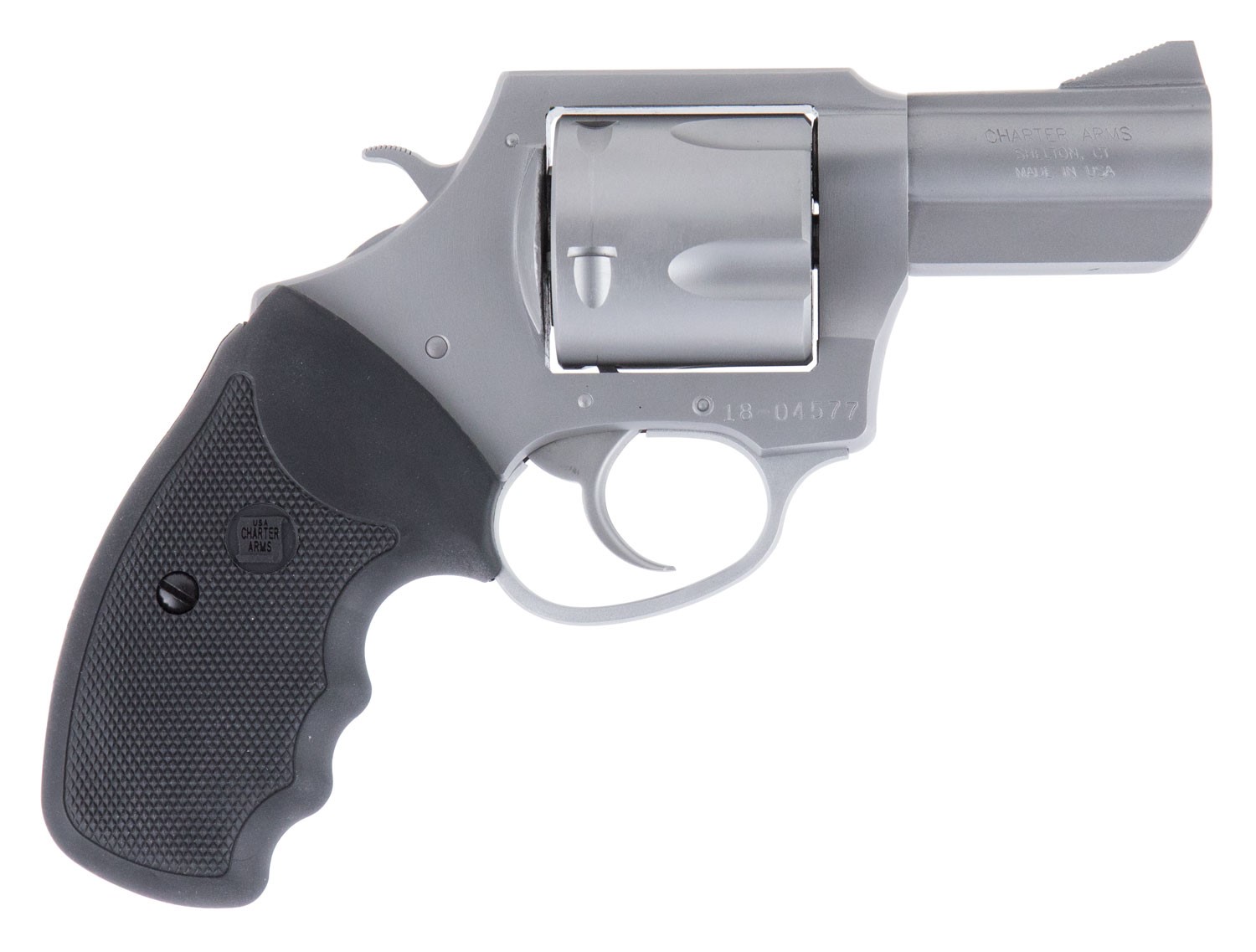 Charter Arms 74530 Bulldog Extra Large 45 Colt (LC), 5 Shot 2.50" Matte Stainless Steel Barrel, Cylinder & Frame w/Black Finger Grooved Rubber Grip