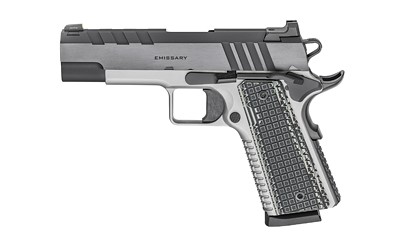 SPRINGFIELD #PX9218L 1911 EMISSARY, 45ACP 4.25" S/S/BLUE W/TRITOP CUT SLIDE & G10 GRIPS, 8RDS