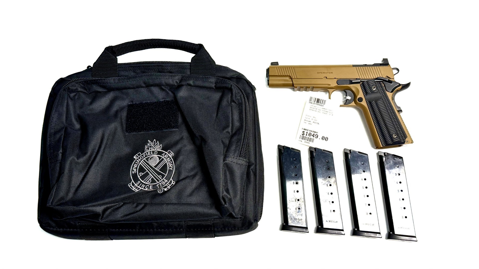 SPRINGFIELD OPERATOR AOS, 45ACP, 5" MATCH BARREL, FDE, BLK G10 GRIPS, 4-8RD MAGS + CASE