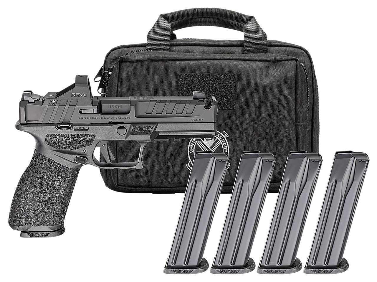 SPRINGFIELD ARMORY ECHELON COMP, 9MM, 4.5", GEAR PAC W/4 MAGS,VIRIDIAN GREEN DOT