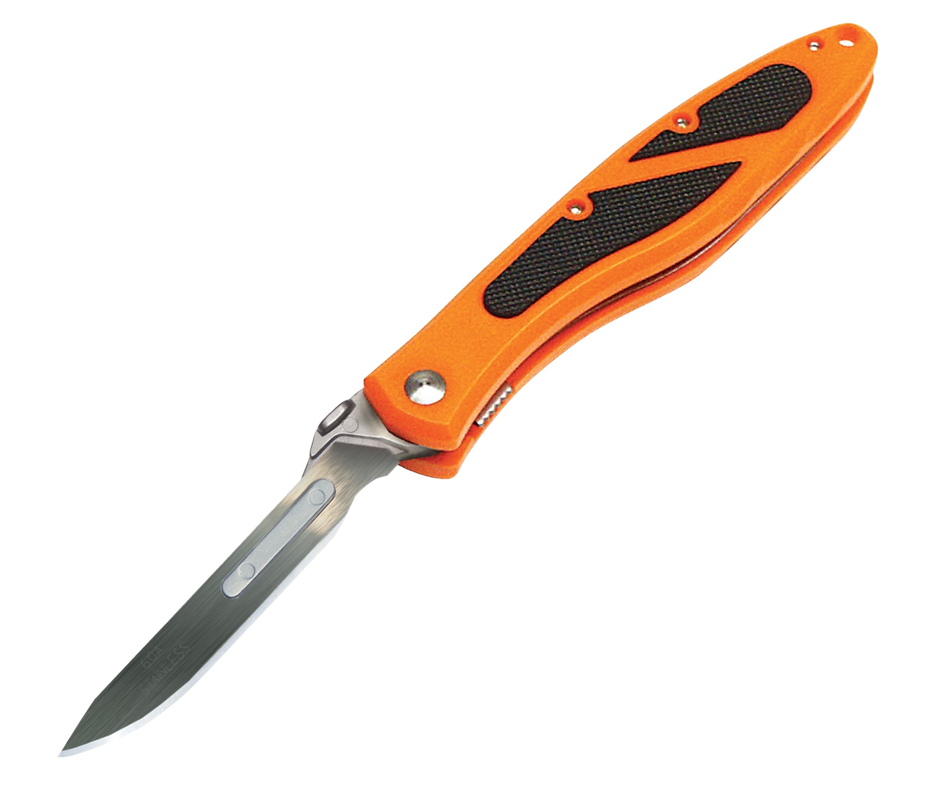 HAVALON PIRANTA EDGE, ORANGE 2.75", FOLDER, 7 REPLACEABLE BLADES, NYLON HOLSTER, BXD