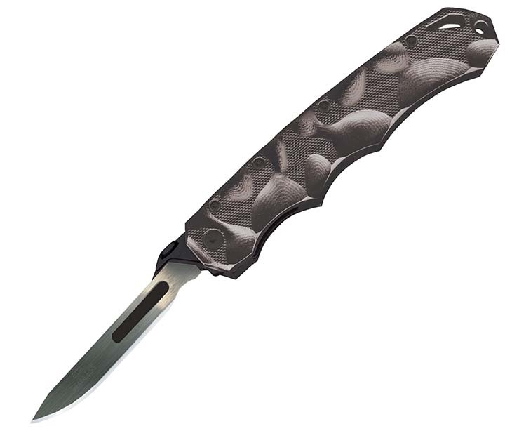 HAVALON PIRANTA STAG, BLK 2.75", FOLDER, 7 REPLACEABLE BLADES, NYLON HOLSTER, BXD