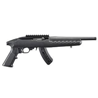 RUG 22 Charger .22 Long Rifle 10 Inch Threaded Barrel (1/2-28) Matte Black Finish Picatinny Rail A2-Style Pistol Grip Black Polymer Stock 15 Round