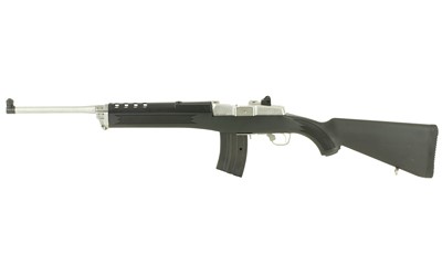 RUGER MINI30, 7.62X39 18.5" STAINLESS RCVR/BLACK SYNTHETIC STOCK, 20RDS, SCOPE RINGS INCLUDED.