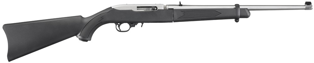 RUGER #11100 10/22 22LR 18.5" STAINLESS STEEL/SYNTHETIC STOCK, TAKEDOWN RIFLE W/CASE