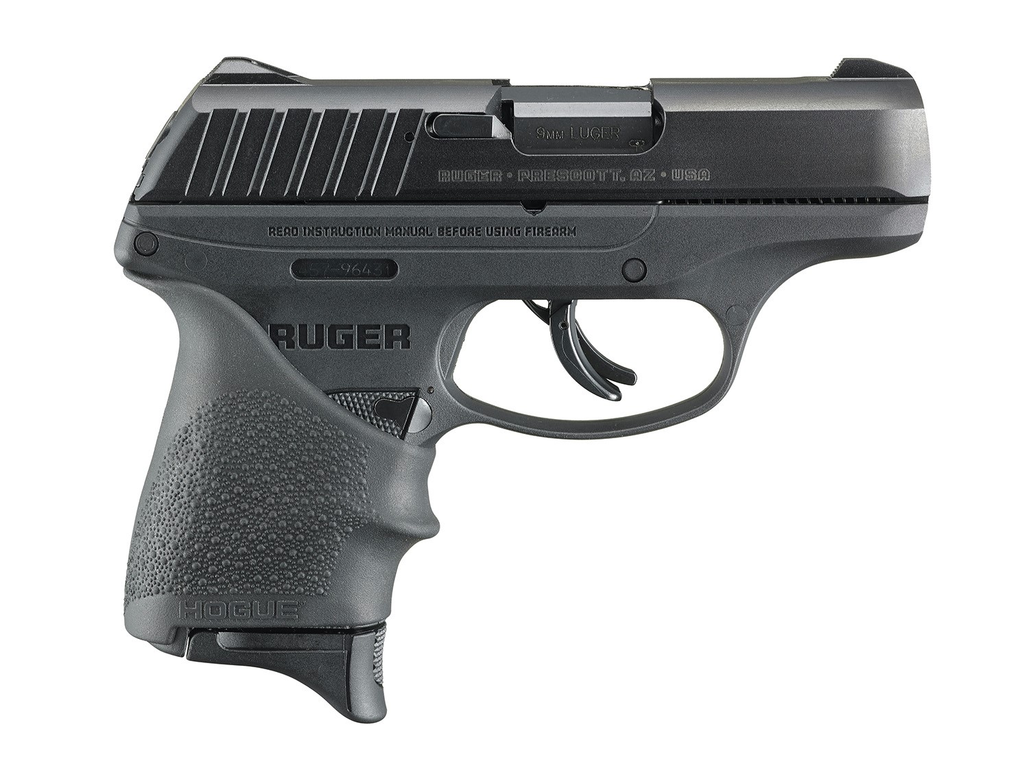 RUGER EC9S, 9MM 3.12" BLK W/HOGUE GRIPS, 7RDS
