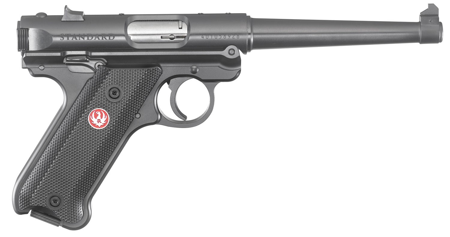 RUGER MKIV STANDARD, 22LR, 6" BLUE W/FIXED SIGHTS