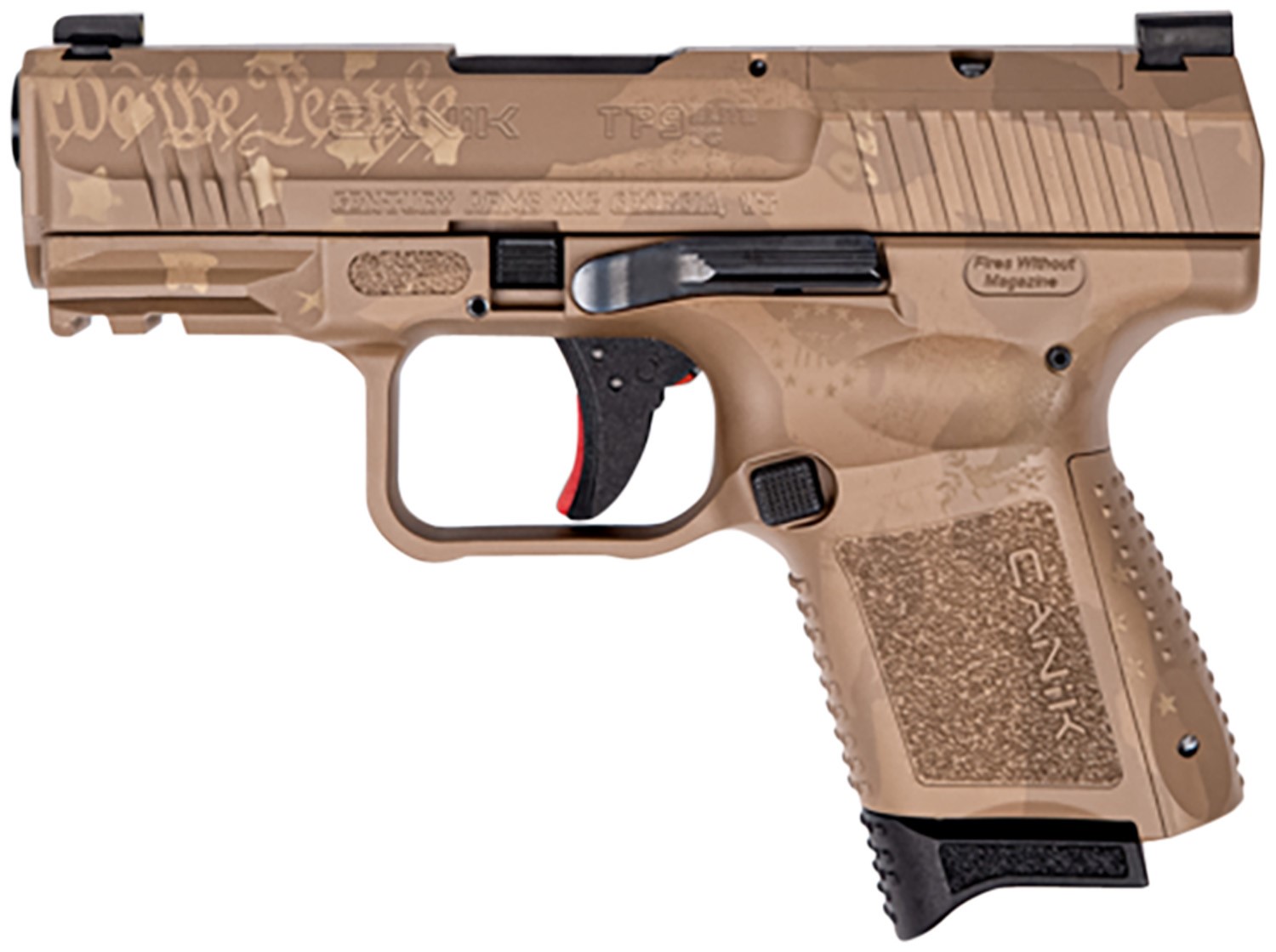 CANIK TP9 ELITE, 9MM 3.6" O/R, WE THE PEOPLE ETCHED, FDE, 15RDS