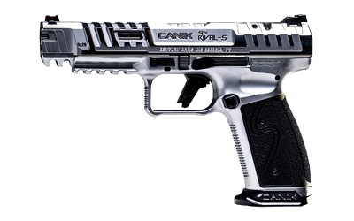 CANIK RIVAL-S, 9MM S/S OPTICS READY, 5" CHROME FINISH, 2-18RD MAGS, COMPETITION HOLSTER