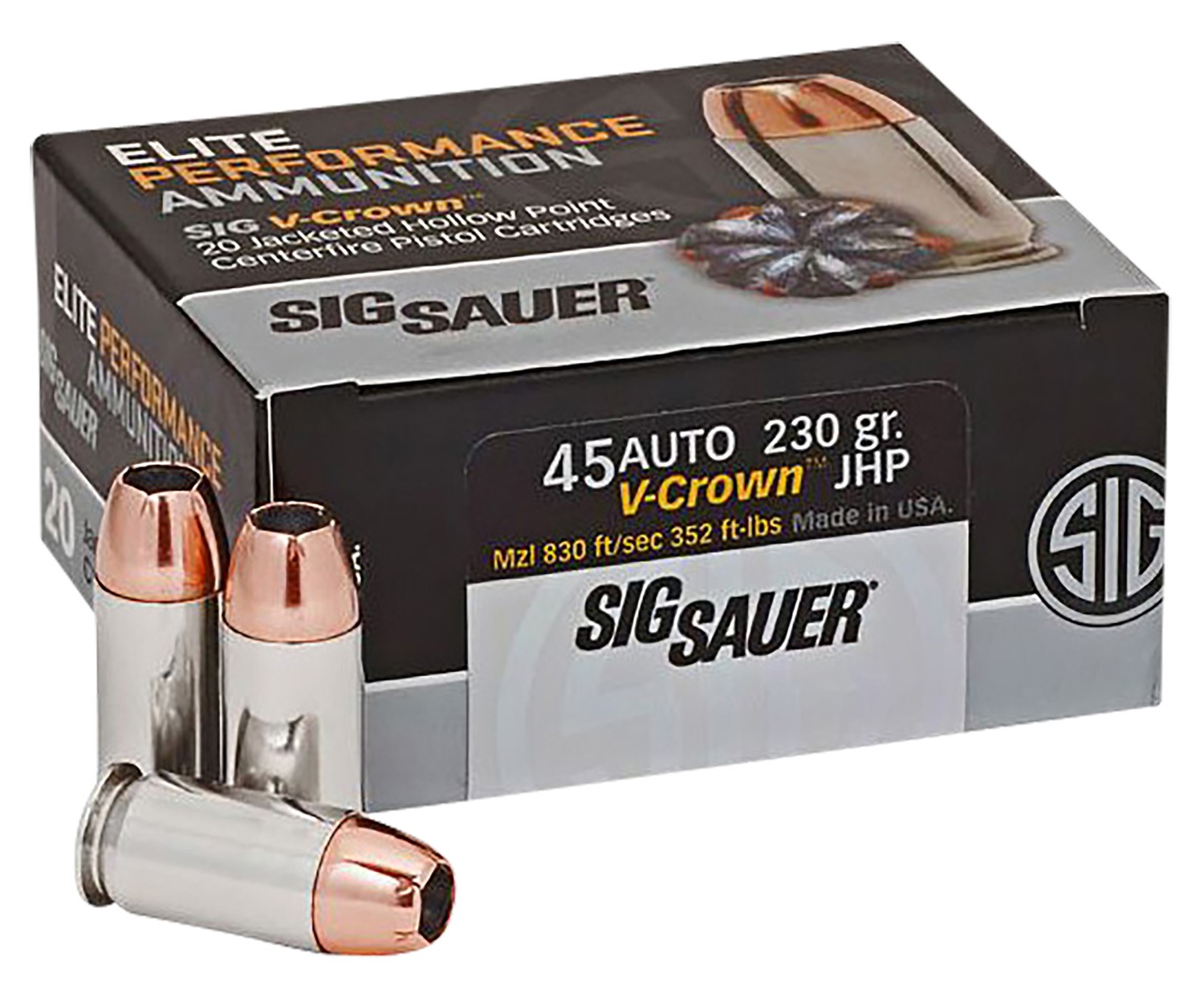 SIG SAUER #E45AP2-20 ELT VC 45ACP 230GR JHP, 20RDS