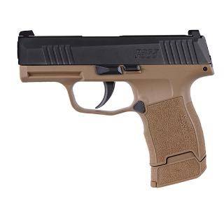 SIG P365 9MM 3.7" FDE/BLK, W/HOLSTER, 2-12RDS, 1-15RDS, NIGHTSITES