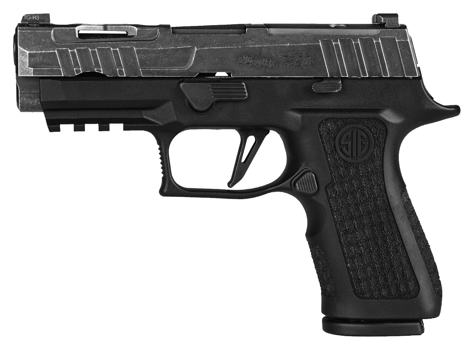 SIG SAUER P320 XCOMPACT SPECTRE 9MM 3.9" DISTRESSED BLK SLIDE, 15RDS