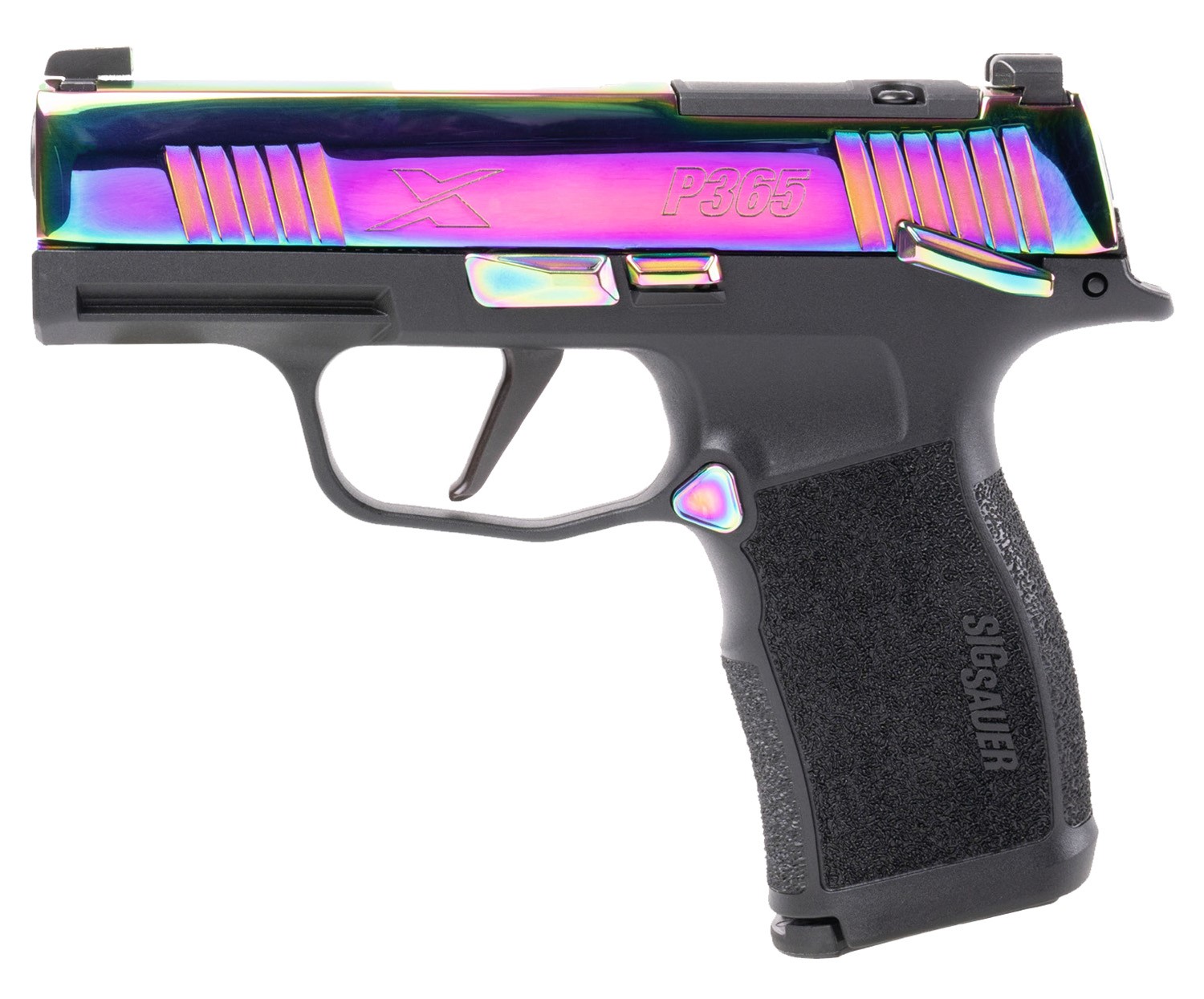 SIG SAUER P365X, 9MM, 3.1" BARREL, RAINBOW SLIDE, POLY FRAME, MANUAL SAFETY, 12RDS